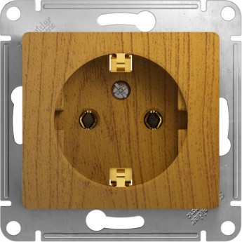 Розетка SCHNEIDER ELECTRIC GLOSSA с заземлением, механизм, дерево дуб Розетка SCHNEIDER ELECTRIC GLOSSA с заземлением, механизм, дерево дуб