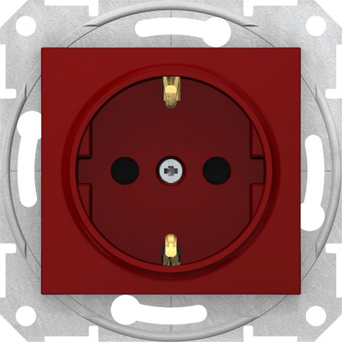 Розетка SCHNEIDER ELECTRIC SEDNA с зазем. конт., с защит. шторками, красный SDN3000341
