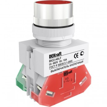 Выключатель кнопочный SCHNEIDER ELECTRIC DEKRAFT ABLF ?22 мм Цвет:КРАСНЫЙ 220В ВK-22