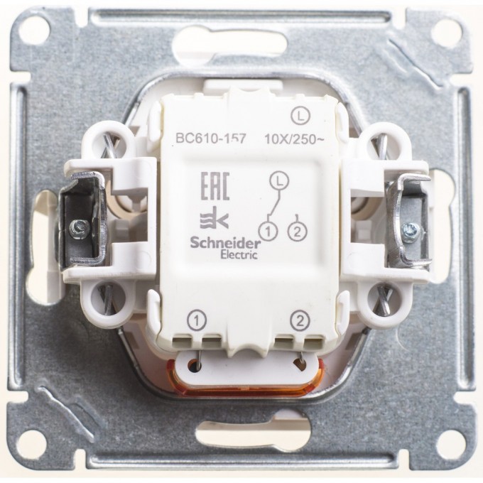 1-клавишный переключатель SCHNEIDER ELECTRIC W59 с подсветкой 10АХ, механизм, БЕЛЫЙ VS610-157-1-86
