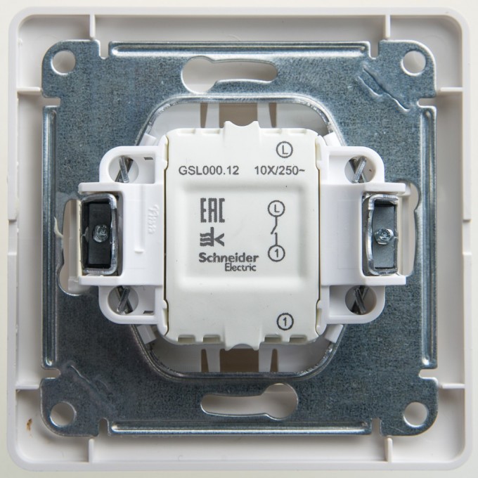 1-клавишный выключатель SCHNEIDER ELECTRIC GLOSSA, сх.1, 10АХ, в сборе, ПЕРЛАМУТР GSL000612
