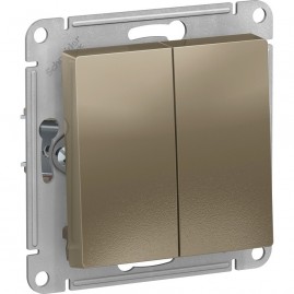 2-клавишный выключатель SCHNEIDER ELECTRIC ATLASDESIGN, ШАМПАНЬ 2-клавишный выключатель SCHNEIDER ELECTRIC ATLASDESIGN, ШАМПАНЬ