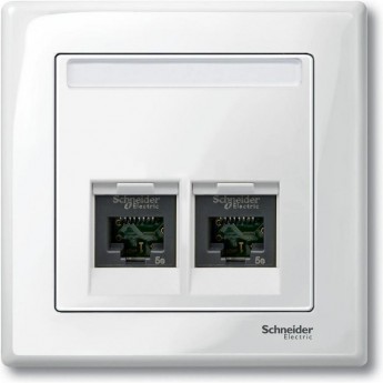 Центральная плата SCHNEIDER ELECTRIC MERTEN для розетки с разъемом RJ45 2 поста, ПОЛ.БЕЛЫЙ,SM