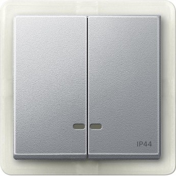 Клавиша двойная MERTEN с окном для световой индикации IP44,АЛЮМИНИЙ, SM Клавиша двойная MERTEN с окном для световой индикации IP44,АЛЮМИНИЙ, SM