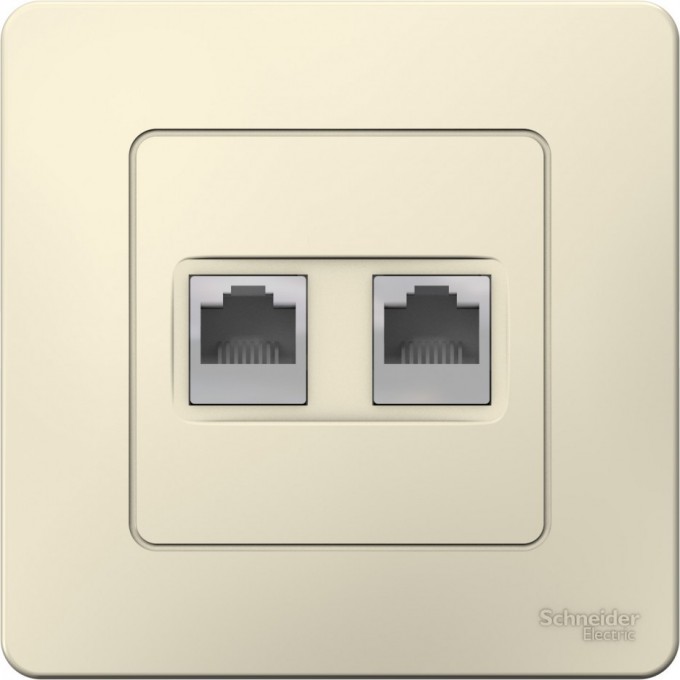Розетка двойная компьютерная SCHNEIDER ELECTRIC BLANCA с/у, RJ45, кат.5E, молочный BLNIS045452