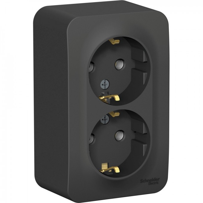 Розетка двойная SCHNEIDER ELECTRIC BLANCA с заземлением, без шторок, 16А, 250В, антрацит BLNRA010206