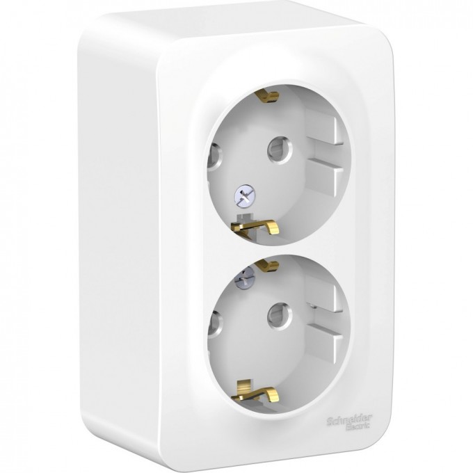 Розетка двойная SCHNEIDER ELECTRIC BLANCA с заземлением, со шторками, 16А, 250В, белый BLNRA011201