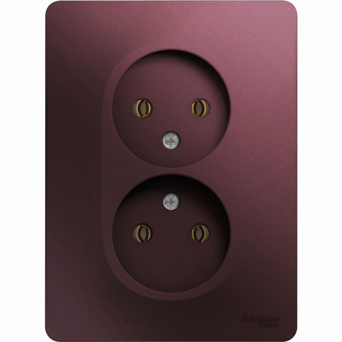Розетка двойная SCHNEIDER ELECTRIC GLOSSA без заземления, в сборе, баклажановый GSL001120