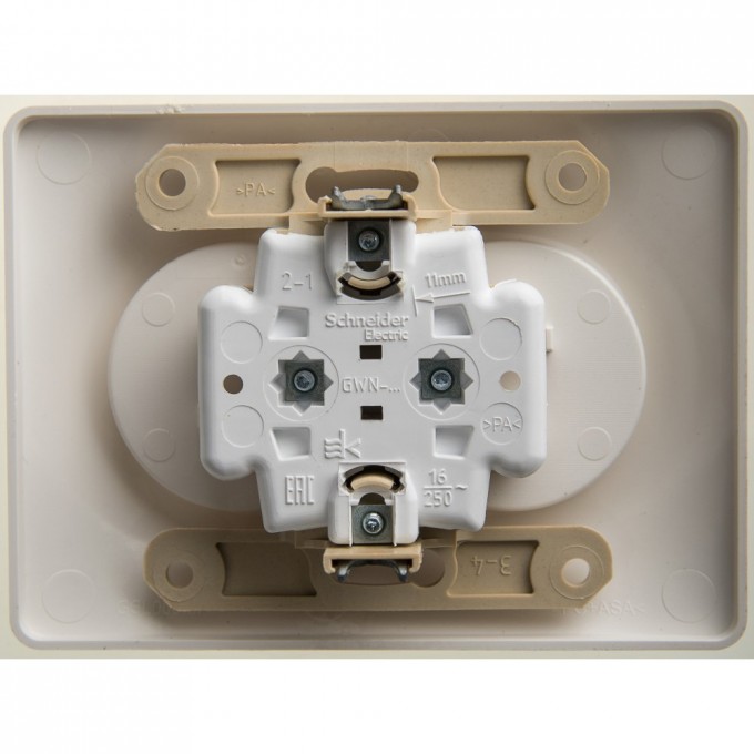 Розетка двойная SCHNEIDER ELECTRIC GLOSSA без заземления, в сборе, перламутр GSL000620