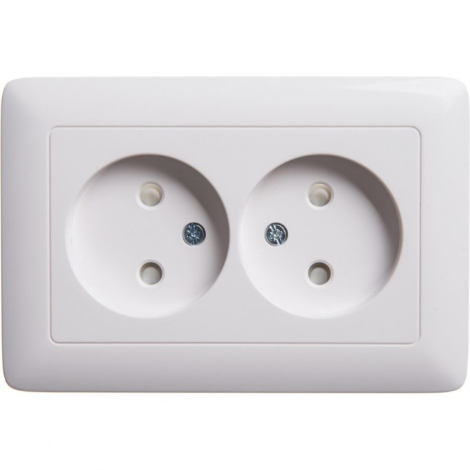 Розетка двойная SCHNEIDER ELECTRIC ХИТ С/У, без заземления со шторками, 16А, белый. Россия RS16-230-B