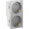 Розетка двойная SCHNEIDER ELECTRIC UNICA MODULAR, со шторками, с заземлением, с винтовыми зажимами, алюминий NU306730A