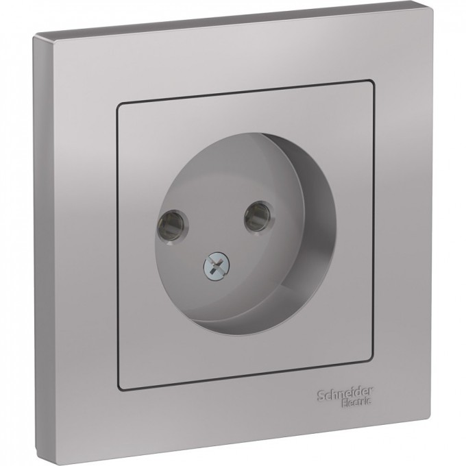 Розетка SCHNEIDER ELECTRIC ATLASDESIGN без заземления, в сборе, алюминий ATN000340