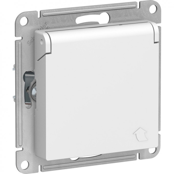 Розетка SCHNEIDER ELECTRIC ATLASDESIGN с заземлением, со шторками, с крышкой, механизм, белый ATN000146