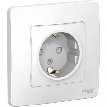 Розетка SCHNEIDER ELECTRIC BLANCA с/у, с заземлением, со шторками, 16А, 250В, белый