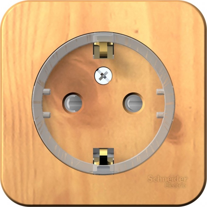 Розетка SCHNEIDER ELECTRIC BLANCA с заземлением, со шторками, компакт, с изолирующей пластиной, 16А, 250В, ясень BLNRA111115