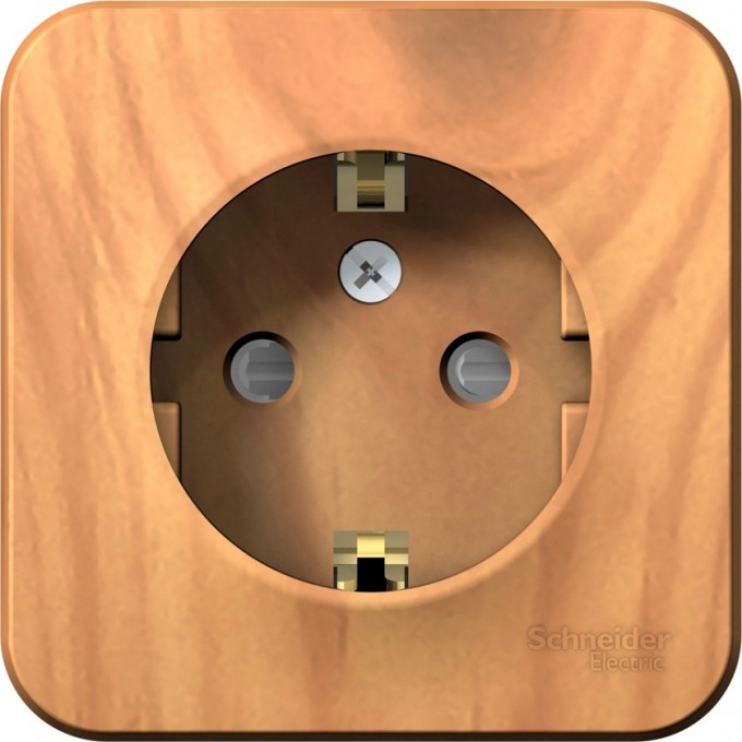 Розетка SCHNEIDER ELECTRIC BLANCA с заземлением, со шторками, с изолирующей пластиной, 16А, 250В, ясень BLNRA011115