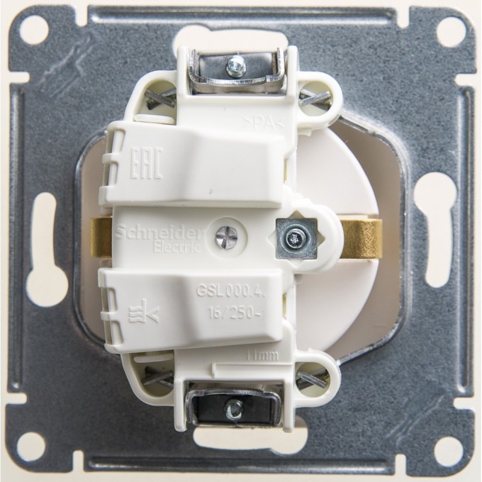 Розетка SCHNEIDER ELECTRIC GLOSSA с заземлением, со шторкой, механизм, перламутр GSL000645