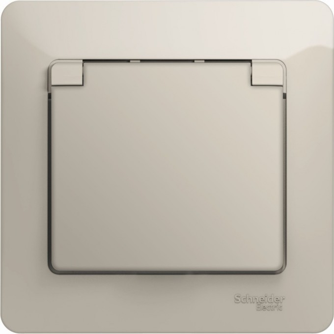 Розетка SCHNEIDER ELECTRIC GLOSSA с заземлением, со шторкой, с крышкой, в сборе, молочный GSL000946