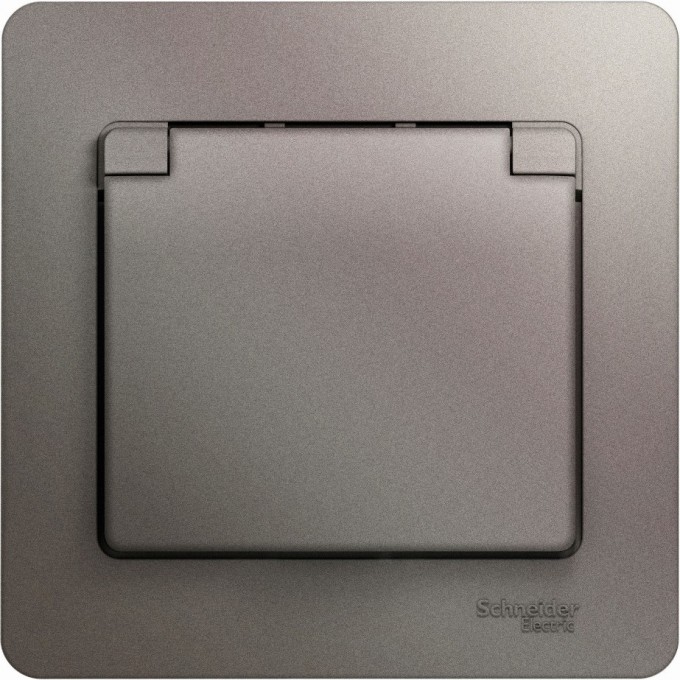 Розетка SCHNEIDER ELECTRIC GLOSSA с заземлением, со шторкой, с крышкой, в сборе, платина GSL001246