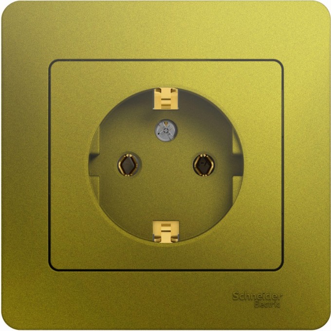 Розетка SCHNEIDER ELECTRIC GLOSSA с заземлением, в сборе, фисташковый GSL001042