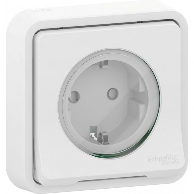 Розетка SCHNEIDER ELECTRIC MUREVA S в сборе, С/У с заземляющим контактом, с защитными шторками белый, IP55 MUR39132
