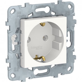 Розетка SCHNEIDER ELECTRIC UNICA NEW с заземлением, без шторок, с винтовыми зажимами, 16 А, 250 В, белый