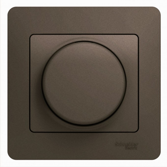 Светорегулятор (диммер) SCHNEIDER ELECTRIC GLOSSA, поворотно-нажимной, LED, RC, 630Вт, в сборе, шоколад GSL000837