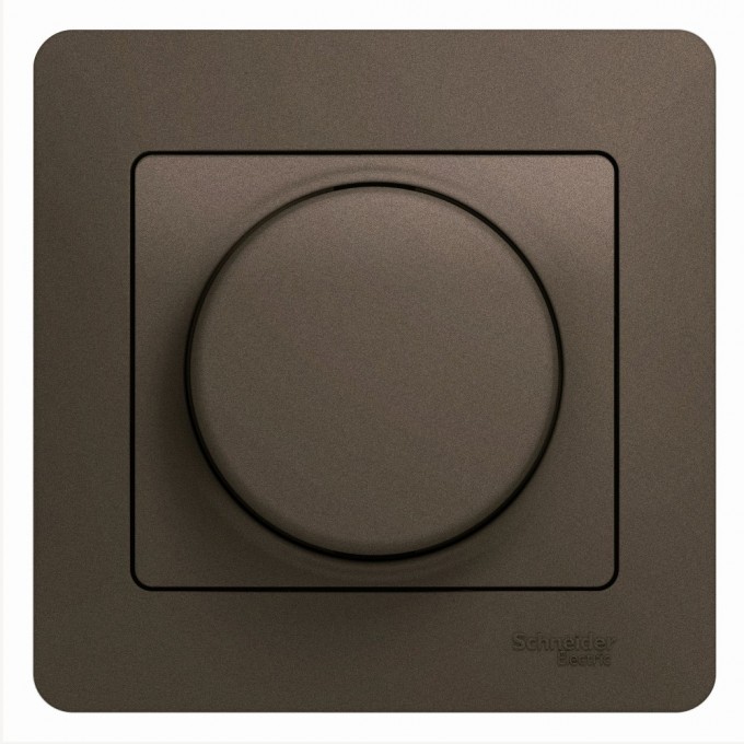 Светорегулятор (диммер) SCHNEIDER ELECTRIC GLOSSA поворотный 300Вт, в сборе, шоколад GSL000834