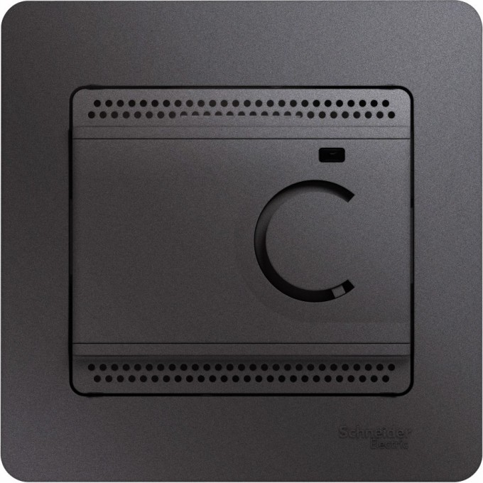 Термостат электрический SCHNEIDER ELECTRIC GLOSSA теплого пола с датчиком,от+5до+50°C,10A,в сборе, ГРАФИТ GSL001338