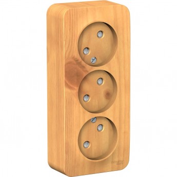 Трёхместная розетка SCHNEIDER ELECTRIC BLANCA без заземления, со шторками, с изолирующей пластиной, 16А, 250В, ЯСЕНЬ