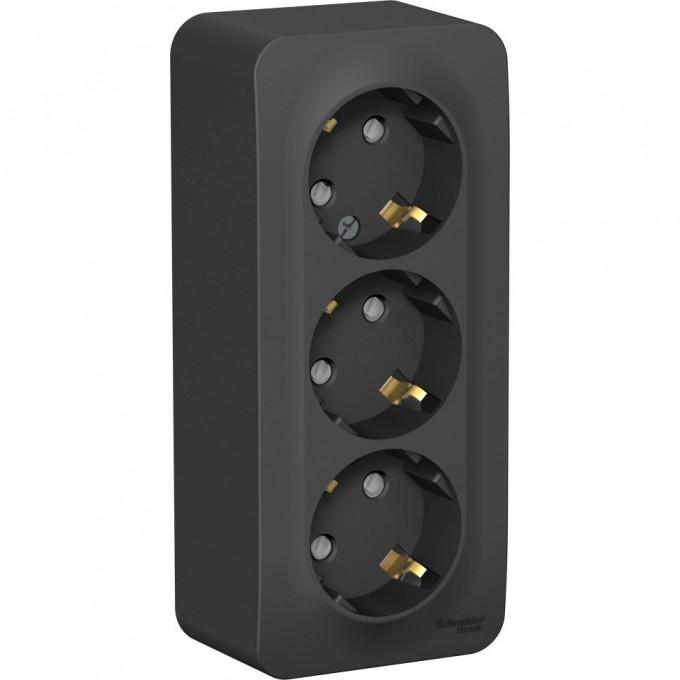 Трёхместная розетка SCHNEIDER ELECTRIC BLANCA с заземлением, со шторками, с изолирующей пластиной, 16А, 250В, АНТРАЦИТ BLNRA011316
