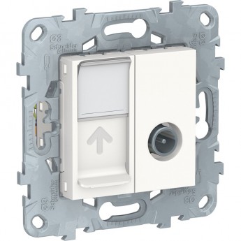 TV розетка SCHNEIDER ELECTRIC UNICA NEW розетка TV одиночная + комп. RJ45 кат.6 UTP, 2 модуля, белый TV розетка SCHNEIDER ELECTRIC UNICA NEW розетка TV одиночная + комп. RJ45 кат.6 UTP, 2 модуля, белый