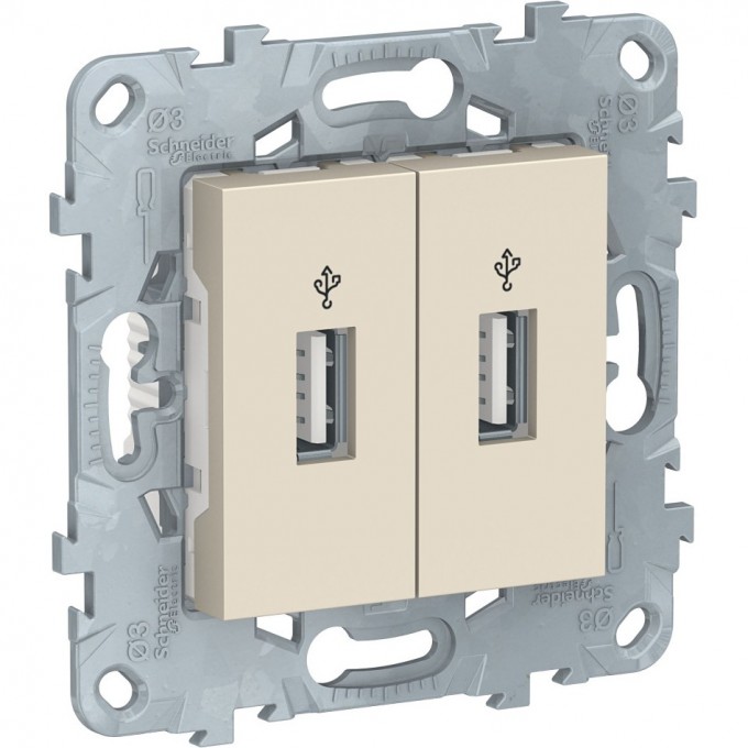 USB-коннектор SCHNEIDER ELECTRIC UNICA NEW, 2-местный, бежевый NU542744