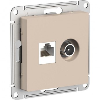 Розетка 2-местная SCHNEIDER ELECTRIC ATLASDESIGN ТВ + компьютерная RJ45 кат. 5Е, песочный