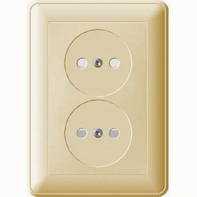 Розетка двойная SCHNEIDER ELECTRIC W59 без заземления со шторками, 16А, в сборе, слоновая кость RS16-254-28