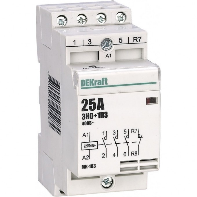 Модульный контактор DEKRAFT 3НО+1НЗ 16А 230В МК-103 18054DEK